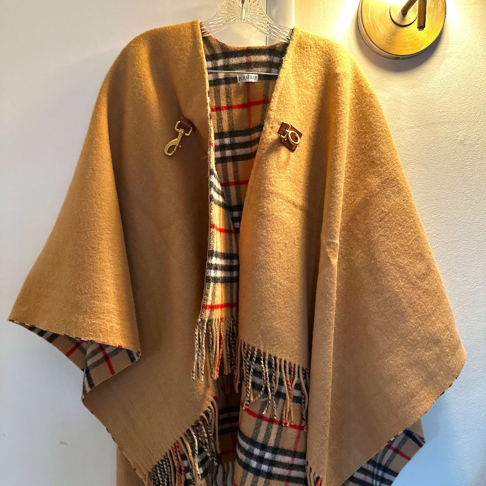 Reversible Check Wool Cape